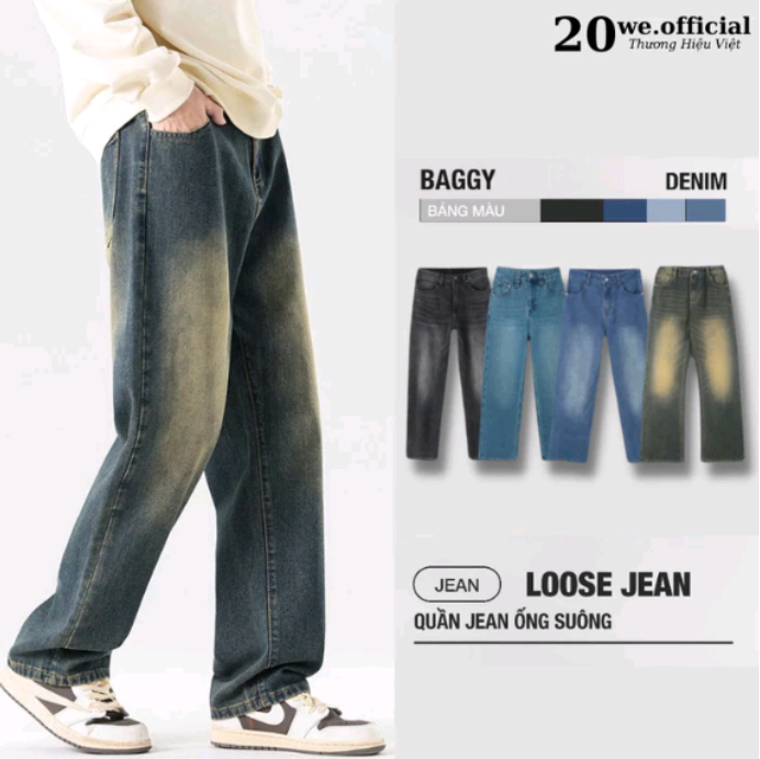 Quần jean retro loose suông ống rộng
